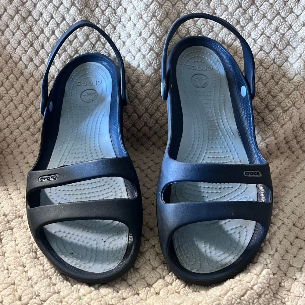 Crocs Cleo II Double Strap Sandals W 10 Blue Comfort Slip On Outdoor Leisure